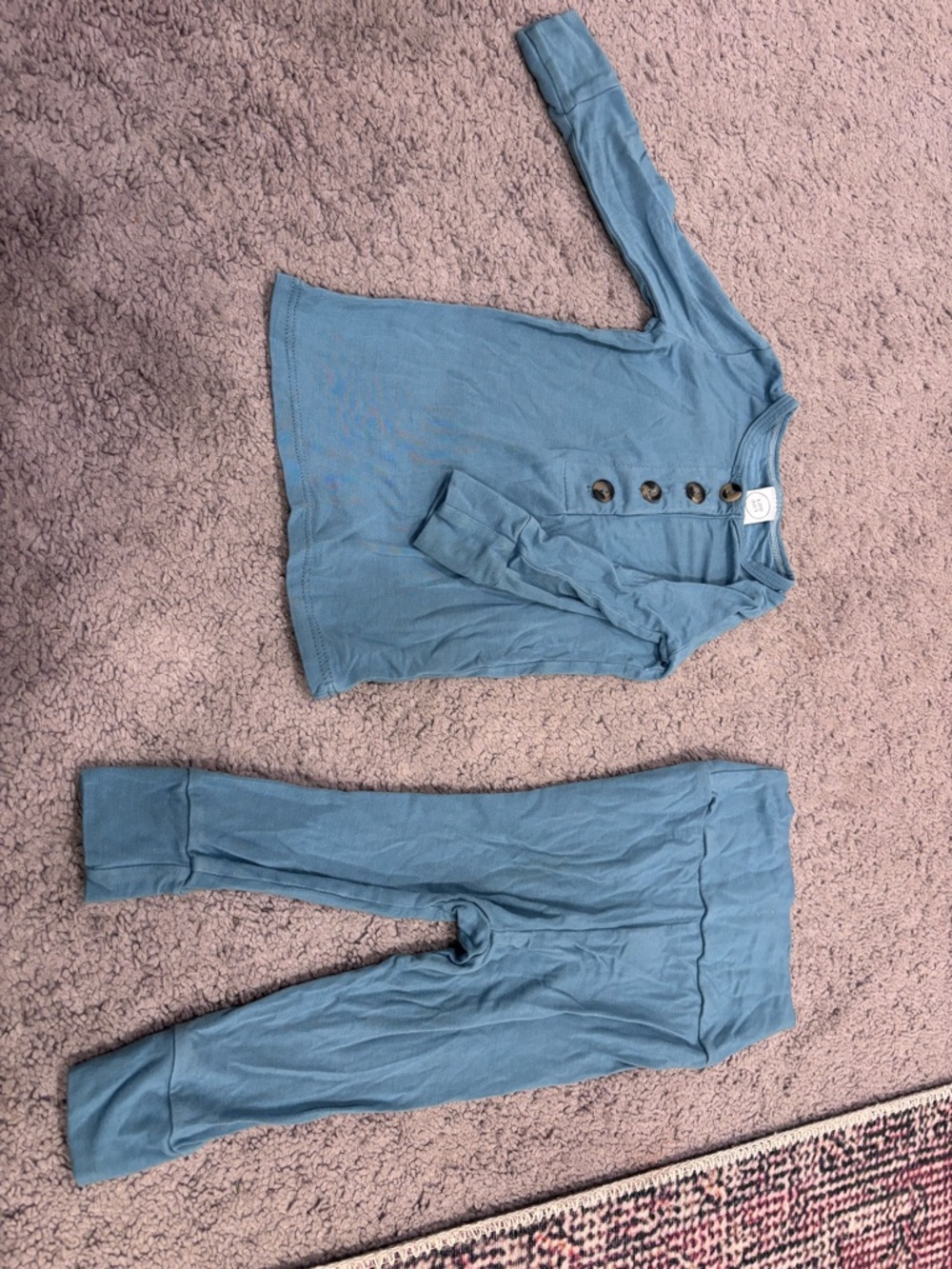 Lou Lou & Company Blue Kids Ribbed Henley Top & Jogger Set